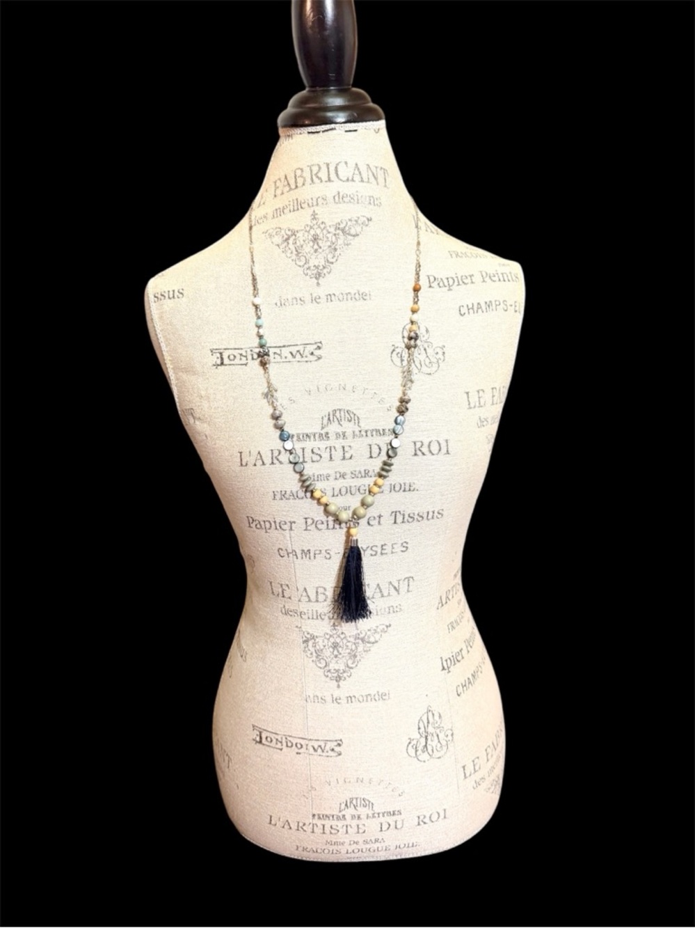 Handmade Bohemian-Style Long Beaded Silk Tassel Necklace